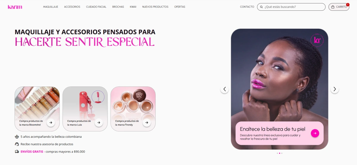 Karim Ventas — Custom Shopify e-commerce for Colombian cosmetics brand